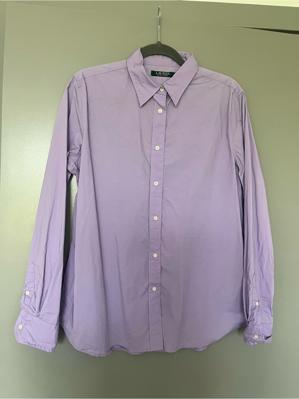Lauren Ralph Lauren Lavender Cotton Button-Down Shirt - Size large